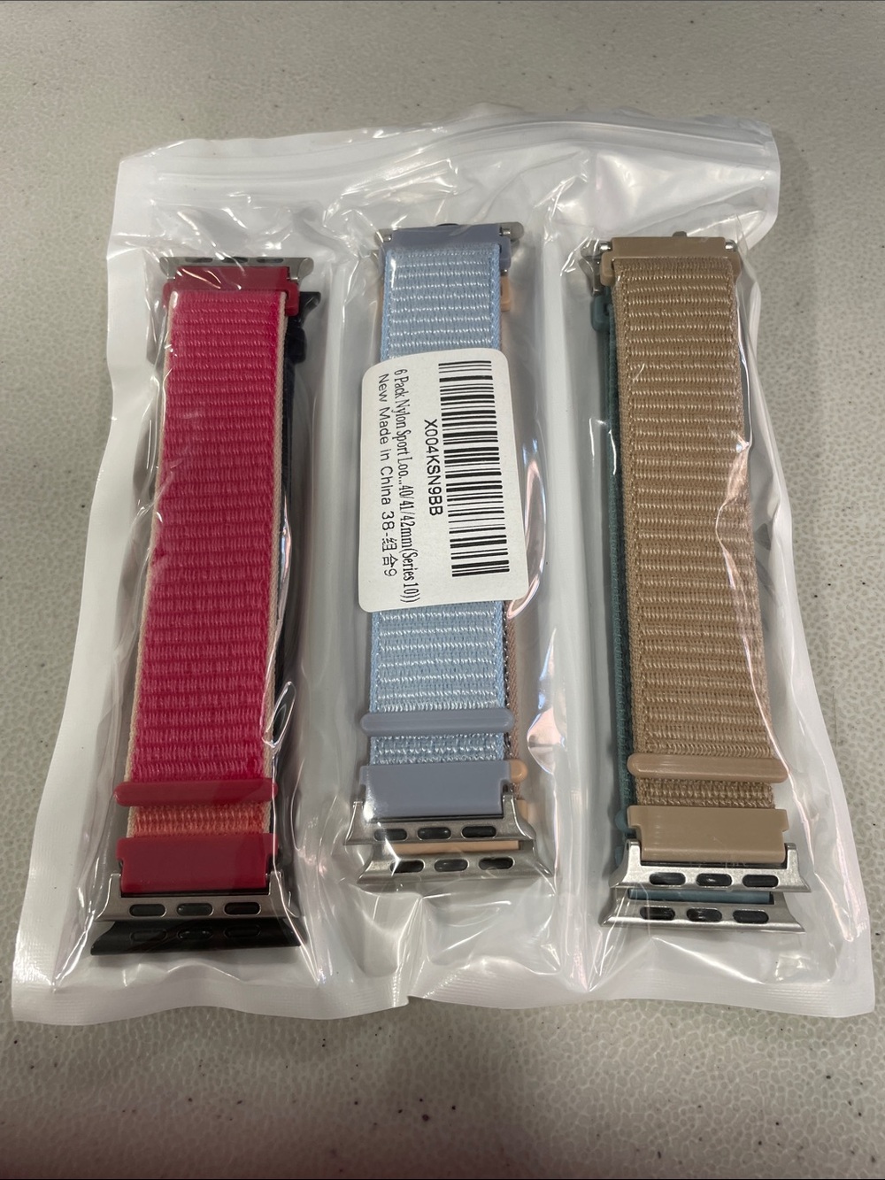 Adjustable Nylon Watch Bands - Pink, Light Blue & Tan